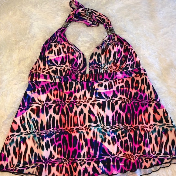 VENUS Hot Pink and Black Animal print Bikini a Tankini Swimwear size 4 NWOT - Picture 7 of 16